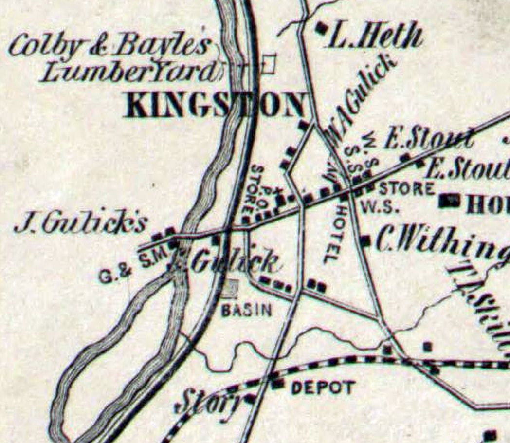 a map of Kingston from 1850 Showing roads, canal and Millstone River